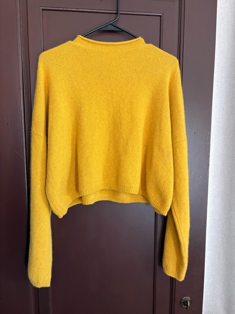 LouLou studio fox fur wool oversized cropped sweater Cirella yellow size S